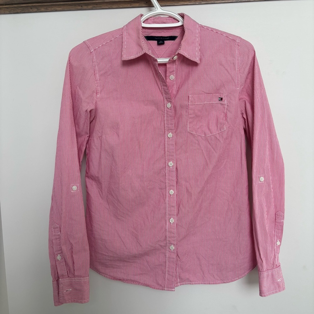 Tommy Hilfiger Striped Pink Button Down Shirt - Size XS